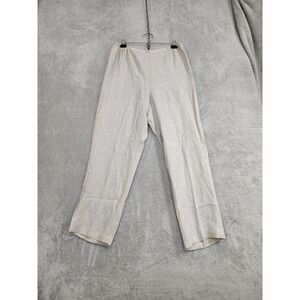 Caroline Rose Women's Beige‎ Khaki Tissue Linen Straight-Leg Pants Size L